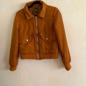 Wild Fable Bronze Light Weight Polyester Zip Front Bomber Jacket Size XS